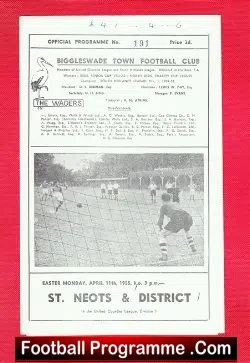 Biggleswade Town v St Neots & District 1955 - football programme