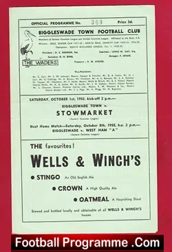 Biggleswade Town v Stowmarket 1955 - football programme