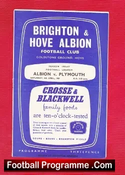 Brighton Hove Albion v Plymouth Argyle 1957
