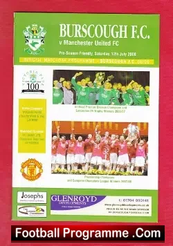 Burscough v Manchester United 2008 - Pre Season Friendly - football programme