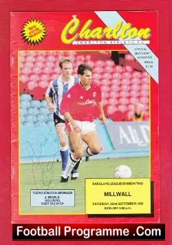 Charlton Athletic v Millwall 1990 - Multi Autographed Signed - football programme