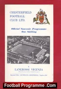 Chesterfield v Lanerossi Vicenza 1970 - football programme