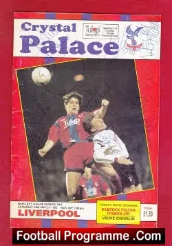 Crystal Palace v Liverpool 1992 - Multi Autographed Signed - football programme