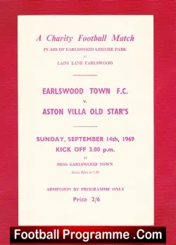 Earlswood Town v Aston Villa 1969 – Charity Match