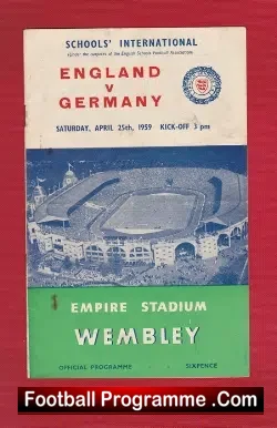 England v Germany 1959 – Schools International + Ticket