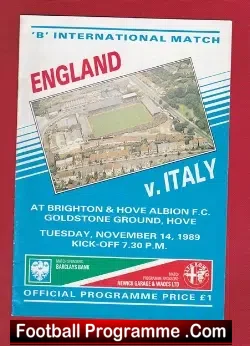 England v Italy 1989 – B international at Brighton