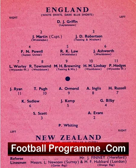 England v New Zealand 1964 – Amateur International Match Dulwich