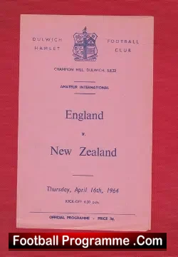 England v New Zealand 1964 – Amateur International Match Dulwich