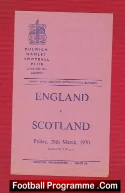 England v Scotland 1970 – Amateur International at Dulwich