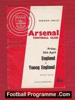 England v Young England 1965 – Youths Game at Arsenal