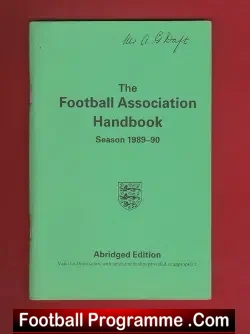 Football Association Rules Laws Handbook 1989 - 1990 - football memorabilia