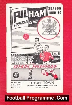 Fulham v Luton Town 1959 - to clear - football programme