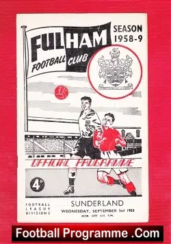 Fulham v Sunderland 1958 - football programme