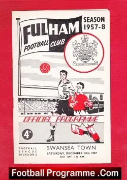 Fulham v Swansea Town 1957 - football programme