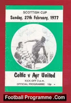 Glasgow Celtic v Ayr United 1977 – Multi Autographed Signed