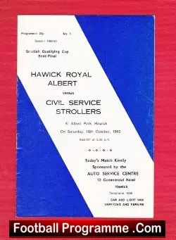 Hawick Royal Albert v Civil Service Strollers 1980