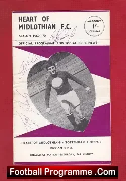 Heart Of Midlothian v Tottenham 1969 – Multi Signed Autographs