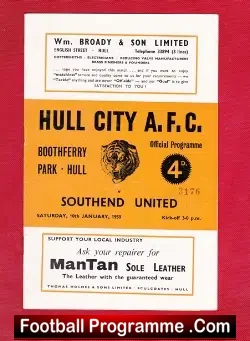 Hull City v Southend United 1959 - football programme