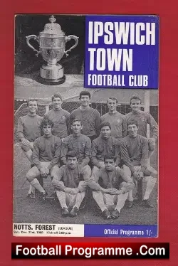 Ipswich Town v Nottingham Forest 1968 – Multi Autographed Signed