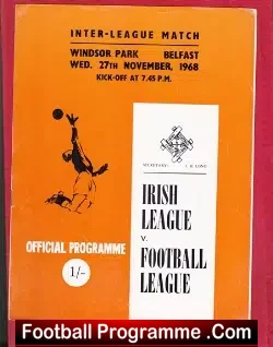 Ireland Football League v English League 1968 – Windsor Park NI