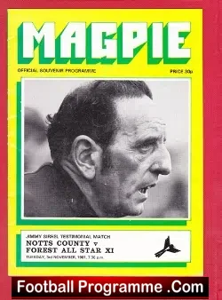 Jimmy Sirrel Testimonial Benefit Match Notts County 1981