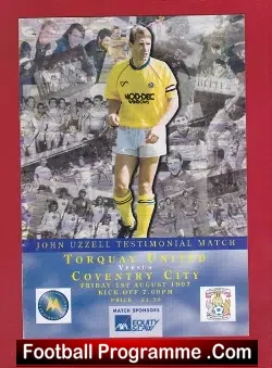 John Uzzell Benefit Match Testimonial Torquay United 1997 - football programme