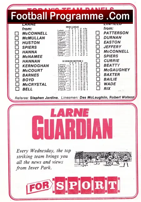 Larne v Linfield 1991 – Multi Autographed Signed