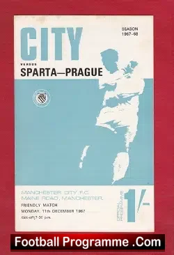 Manchester City v Sparta Prague 1967 - Freindly Match - football programme