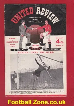 Manchester United v Huddersfield Town 1954 – Autographed Signed