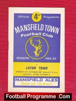 Mansfield Town v Luton Town 1964 - football programme