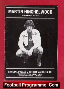 Martin Hinshelwood Testimonial Crystal Palace 1979 Signed - football programme