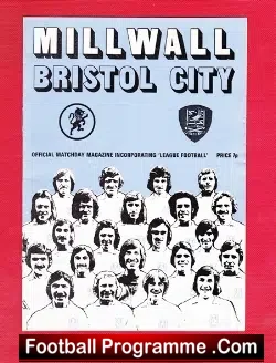 Millwall v Bristol City 1973 - football programme