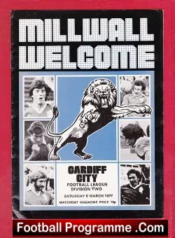 Millwall v Cardiff City 1977 - football programme