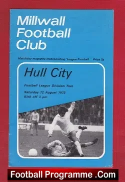 Millwall v Hull City 1972 - football programme