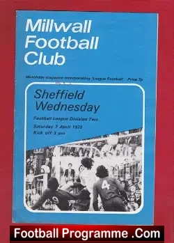 Millwall v Sheffield Wednesday 1973 - football programme