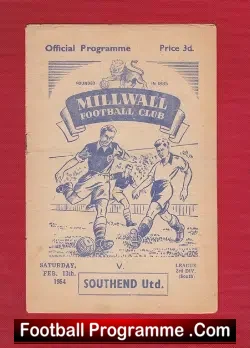 Millwall v Southend United 1954 - football programme