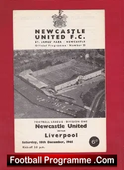 Newcastle United v Liverpool 1965 – SIGNED