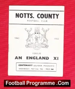 Notts County v England XI 1962 – Friendly Match