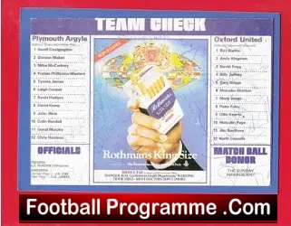 Plymouth Argyle v Oxford United 1980 – Multi Signed Autographed