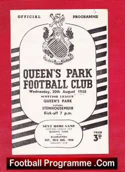 Queens Park v Stenhousemuir 1958 - football programme