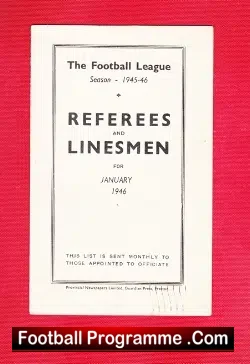 Referee Linesmen Football League Rules Laws Handbook 1945 - 1946 - football memorabilia