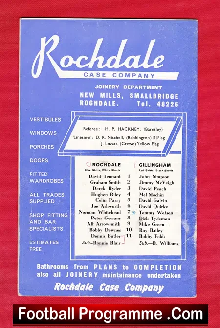 Rochdale v Gillingham 1970 - Multi Autographed Signed