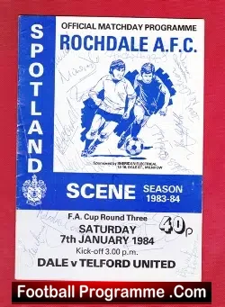 Rochdale v Telford United 1984 – Multi Autographed Signed