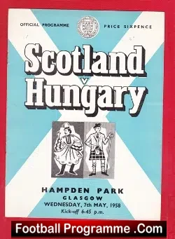 Scotland v Hungary 1958 - At Hampden Park - football programme