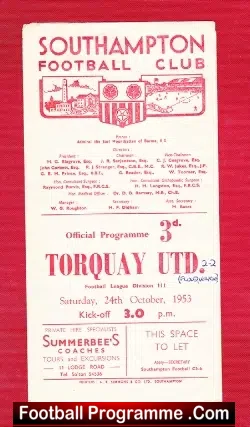 Southampton v Torquay United 1953