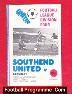 Southend United v Barnsley 1977 - football programme