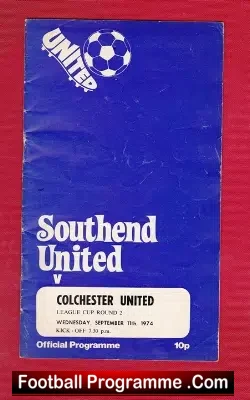 Southend United v Colchester United 1974 - football programme