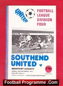Southend United v Newport County 1977 - football programme