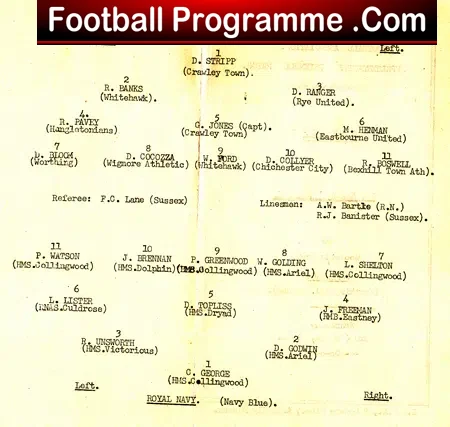 Sussex v Royal Navy 1962 – at Worthing FC