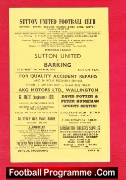 Sutton United v Barking 1973